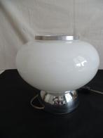 Vintage jaren 70/80 wit glazen tafellamp, Gebruikt, Jaren 70/80, Ophalen of Verzenden, Glas