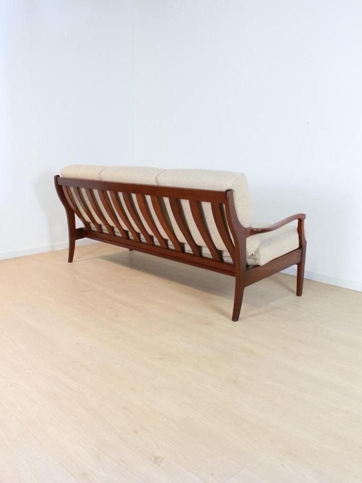 vintage bank, Huis en Inrichting, Banken | Bankstellen, Gebruikt, 75 tot 100 cm, Hout, Stof, Ophalen