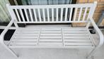 Wit gecoate tuinbank-balkonbank 3- of 2-zits met tafeltje, Ophalen, Gebruikt, Aluminium