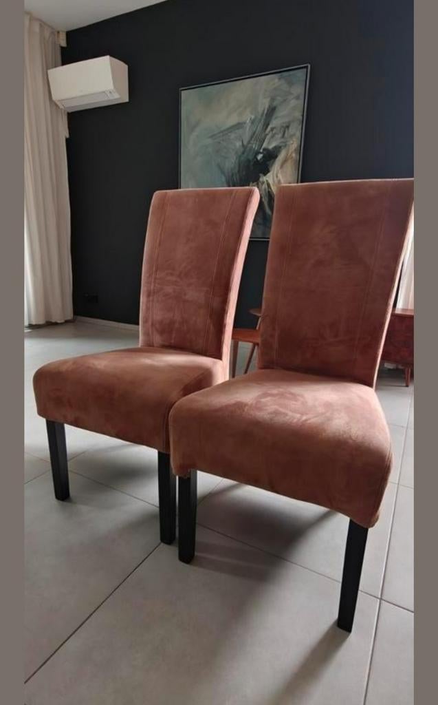 Set van 4 bruine eetkamerstoelen, Huis en Inrichting, Stoelen, Ophalen, Gebruikt, Twee, Bruin