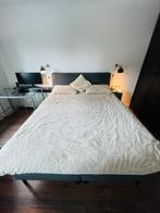Grijze boxspring, Ophalen, Tweepersoons, Zo goed als nieuw, 200 cm
