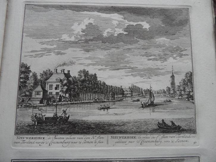 57 Loenen aan de Vecht Nieuwerhoek Kopergravure 1719, Antiek en Kunst, Kunst | Etsen en Gravures, Ophalen of Verzenden