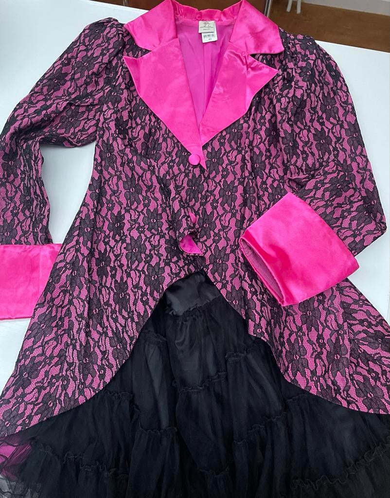 Roze/Zwarte Kostuumjas met Kant - slipjas, Maat 38/40 (M), Carnaval, Ophalen of Verzenden, Zo goed als nieuw