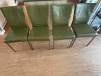 4 eetkamerstoelen van echt leer, Ophalen, Gebruikt, Overige kleuren, Leer