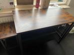 Bartafel met 2 Krukken - Industrieel Design, Ophalen, 60 tot 90 cm, Zo goed als nieuw, Hout