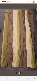 Vintage groene gordijnen jaren 70 gestreepte raambekleding, Ophalen, Gebruikt, 100 tot 150 cm, 200 cm of meer