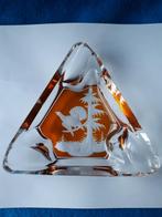 glazen asbak Huta Julia vintage 70 amber hoen boom gravure, Antiek en Kunst, Antiek | Glas en Kristal, Ophalen of Verzenden