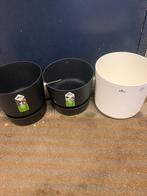 Set van 3 Elho bloempotten - Nieuwstaat, Kunststof, Rond, M, Ophalen of Verzenden