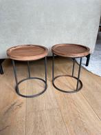 Kleine bijzettafeltjes hout met staal, Ophalen, Minder dan 45 cm, Minder dan 55 cm, Rond