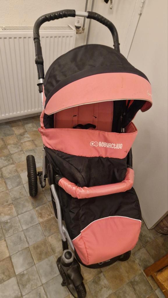 Roze Buggy met Luchtbanden, Kinderen en Baby's, Kinderwagens en Combinaties, Gebruikt, Overige merken, Luchtbanden, Verstelbare duwstang