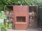 GardenmaxX pinacate corten staal buitenhaard met houtopslag, Ophalen, Zo goed als nieuw