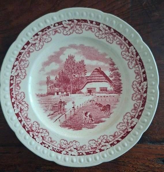 Vintage Société Céramique Maastricht Bord Boerenhoeve, Antiek en Kunst, Antiek | Schalen, Ophalen of Verzenden