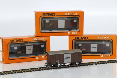 Set van 4 nieuwe Bemo Gesloten Goederenwagens type Gb 50xx v, Hobby en Vrije tijd, Modeltreinen | H0, Nieuw, Wagon, Gelijkstroom