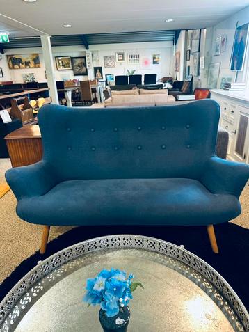 Blauw bankje sofa vintage look 160cm beschikbaar voor biedingen