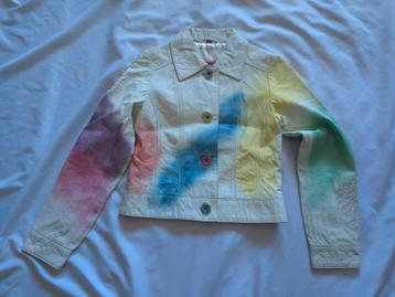 Carbone jasje leer blazer wit graffiti regenboog maat 140 beschikbaar voor biedingen