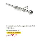 DecoMode uitschuifbare gordijnroede RVS 110-200 cm zilver, Ophalen, Overige kleuren, 150 tot 200 cm, Zo goed als nieuw