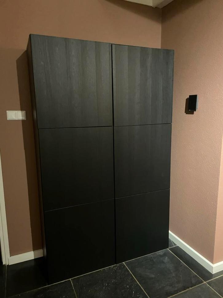 Ikea Besta kast, 6 deurs, donkerbruin, Huis en Inrichting, Kasten | Kledingkasten, Gebruikt, 100 tot 150 cm, 25 tot 50 cm, Met deur(en)