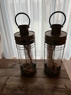 Bronzen Stormlampen Set, Ophalen, Gebruikt, Kaars, Brons of Koper