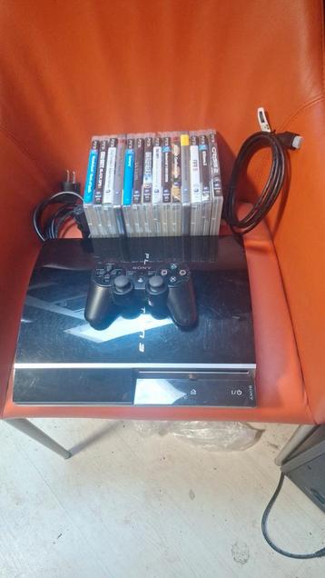 PLAYSTATION 3 zgan  + controller + HDMI kabel + 14 spellen. beschikbaar voor biedingen