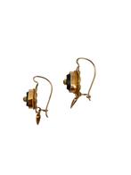 Antieke gouden oorhangers met zwarte steen en pampel, Verzenden, Goud, Oorbellen, Met edelsteen
