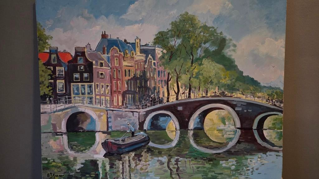 Schilderij Amsterdam Grachten Eric Jan Kremer, Ophalen of Verzenden
