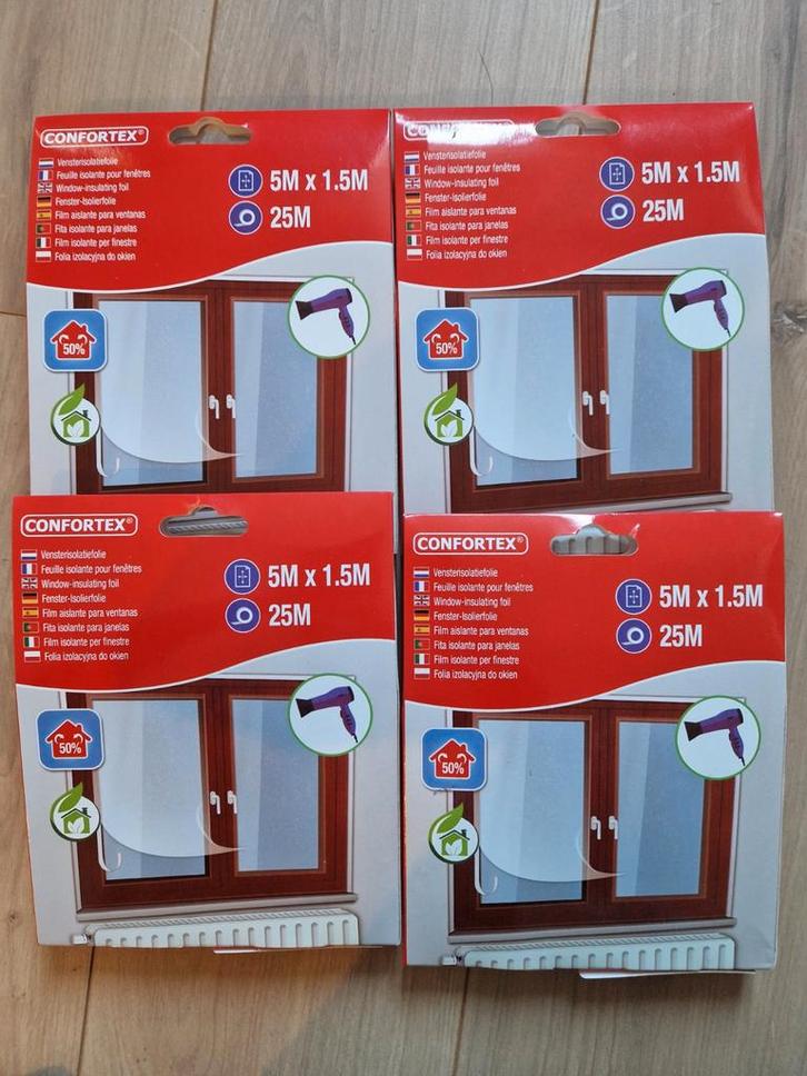 4x Confortex raam isolatiefolie, Doe-het-zelf en Verbouw, Isolatie en Afdichting, Nieuw, Overige materialen, Minder dan 4 cm, Ophalen of Verzenden