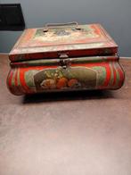 Vintage beschilderde koffie/ thee trommel met handvat, Ophalen of Verzenden