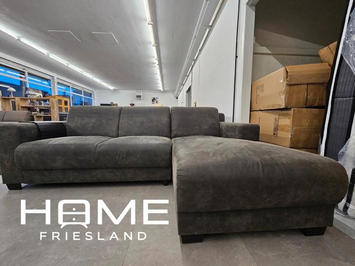 Hoekbank - Microvezel - Antraciet, Huis en Inrichting, Banken | Voetenbanken en Poefen, Zo goed als nieuw, 125 cm of meer, 125 cm of meer