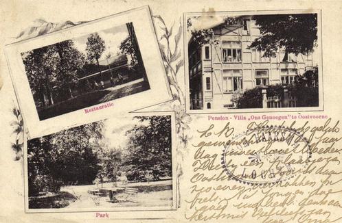 Pension-Villa Ons Genoegen te Oostvoorne - 3 afb - 1900 gelo, Verzamelen, Ansichtkaarten | Nederland, Gelopen, Utrecht, Voor 1920