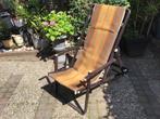 Oude Vintage  metalen Ligstoel bruin jaren 70, Ophalen of Verzenden, Gebruikt, Metaal, Verstelbaar