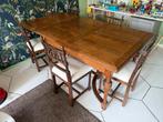 Eettafel, uitschuifbaar + 6 stoelen!, Huis en Inrichting, Tafels | Eettafels, Ophalen, Gebruikt, Vintage, 50 tot 100 cm