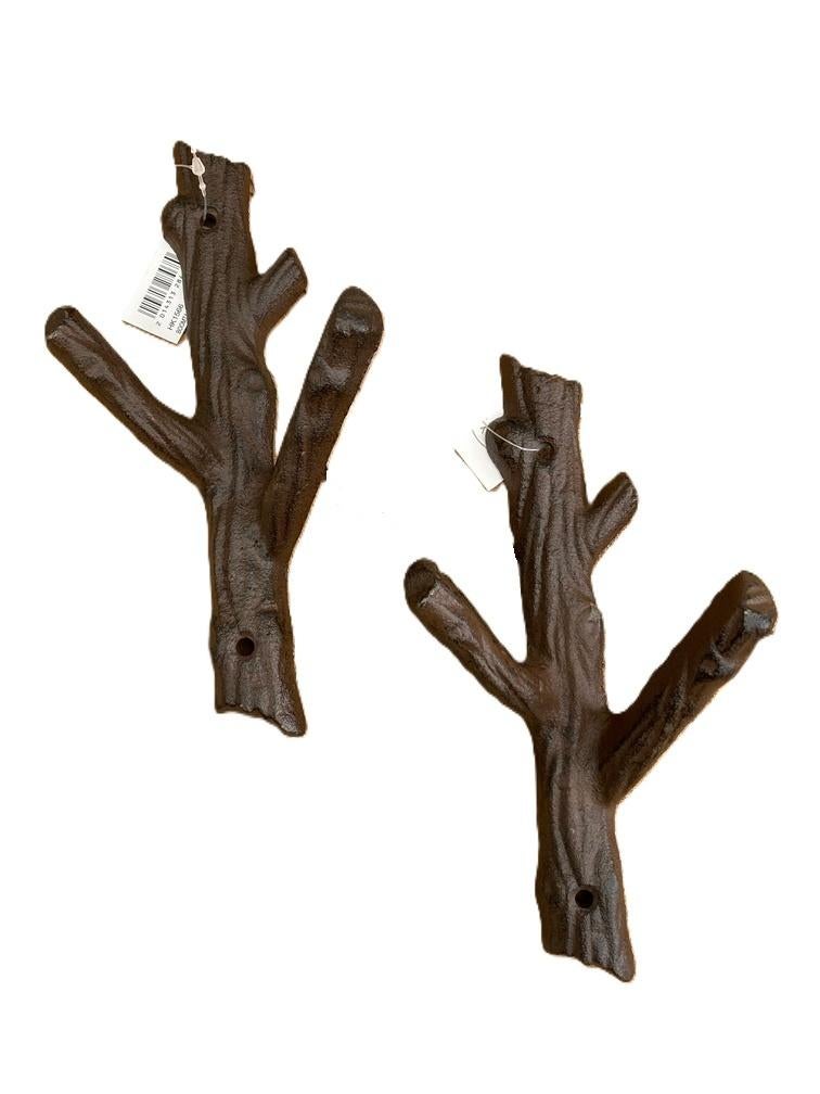 GIETIJZEREN KAPSTOKHAAK DUBBELE TAK NIEUW, Wandhaken, -, -, Nieuw