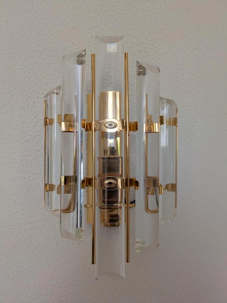 Venini wandlampen design '70 vintage glas sconces, Huis en Inrichting, Lampen | Wandlampen, Zo goed als nieuw, Glas, Metaal, Ophalen of Verzenden