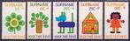Suriname NVPH nr 607/11 postfris Kinderpostzegels 1973, Ophalen of Verzenden, Postfris