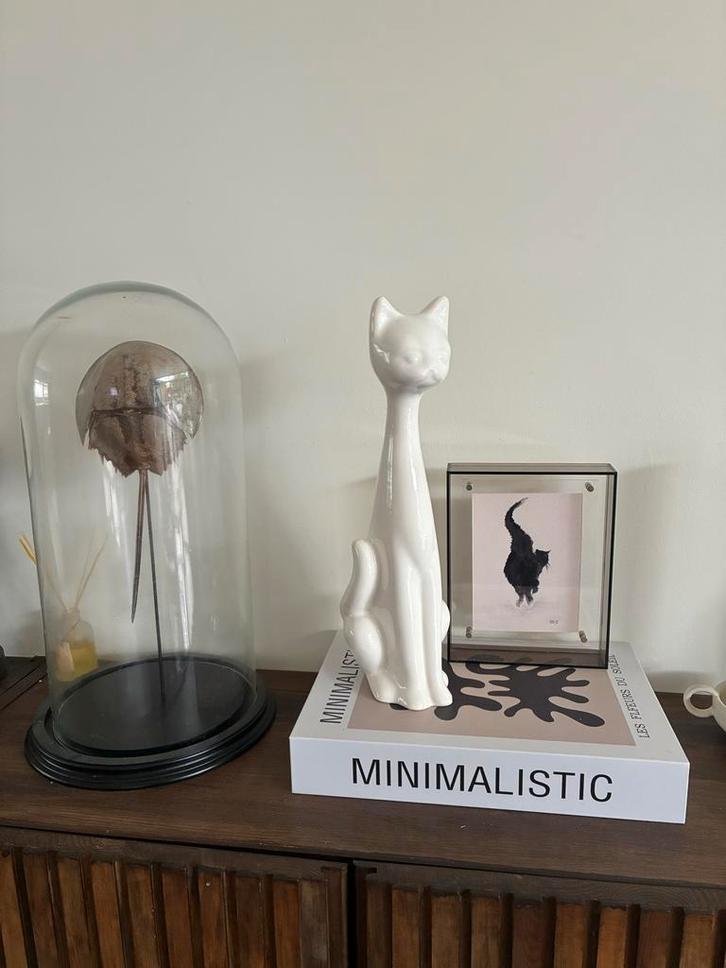 Keramieken Kattenbeeld - Langhalzig Design, Antiek en Kunst, Antiek | Woonaccessoires, Ophalen of Verzenden