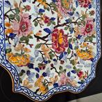 46x37 grote handbeschilderde schaal Pivoines, Gien, Ophalen, Overige stijlen, Porselein, Schaal of Schalen