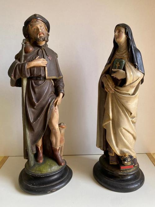 Katholiek heilig kerk beeld Rochus en Sint Teresa van Avila, Antiek en Kunst, Antiek | Religie, Ophalen of Verzenden