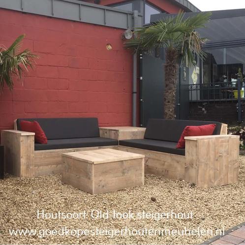 Zeer nette houten loungeset op maat, Tuin en Terras, Tuinsets en Loungesets, Nieuw, Loungeset, Hout, Meer dan 8 zitplaatsen, Bank