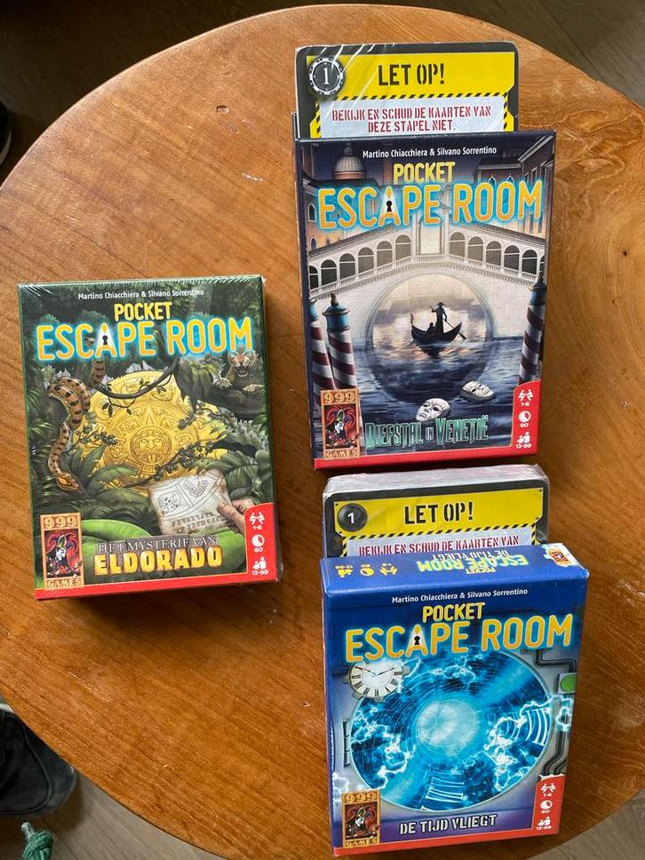 999 Games Pocket Escaperoom NIEUW + Eldorado, Hobby en Vrije tijd, Gezelschapsspellen | Bordspellen, Nieuw, Een of twee spelers