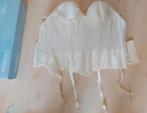 Corset met jarretels, merk Poirrier, kleur ivory, maat 70B., Ophalen of Verzenden, Beige, Body of Korset