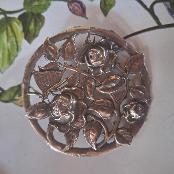 Prachtige zilveren zeer oude broche,, Antiek en Kunst, Antiek | Goud en Zilver, Ophalen of Verzenden