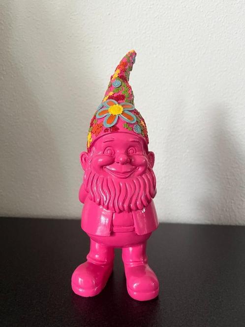 Kabouter met bloemenmuts Fuchsia roze Nieuw!, Huis en Inrichting, Woonaccessoires | Overige, Nieuw, Ophalen of Verzenden