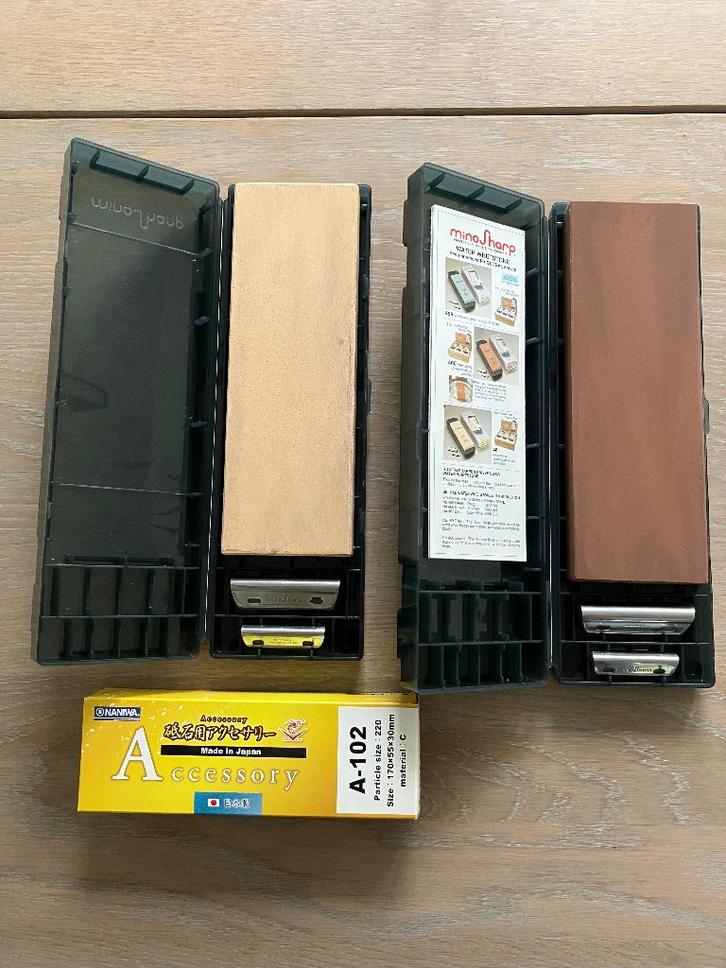 MinoSharp Wetsteen set, Huis en Inrichting, Keuken | Keukenbenodigdheden, Gebruikt, Ophalen of Verzenden