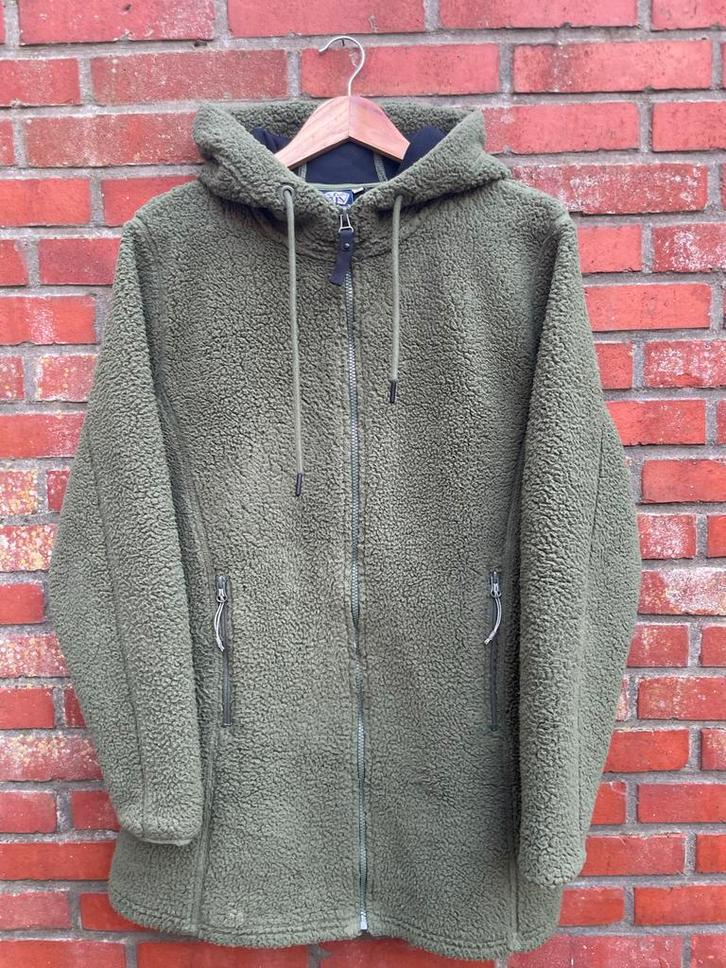 Groene Fleece Jas met Capuchon (Welkoop), Kleding | Dames, Jassen | Zomer, Zo goed als nieuw, Maat 42/44 (L), Groen, Ophalen of Verzenden