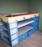Uniek houten kinderbed met bureau en lades, Ophalen, 85 tot 100 cm, Gebruikt, Hoogslaper of Stapelbed