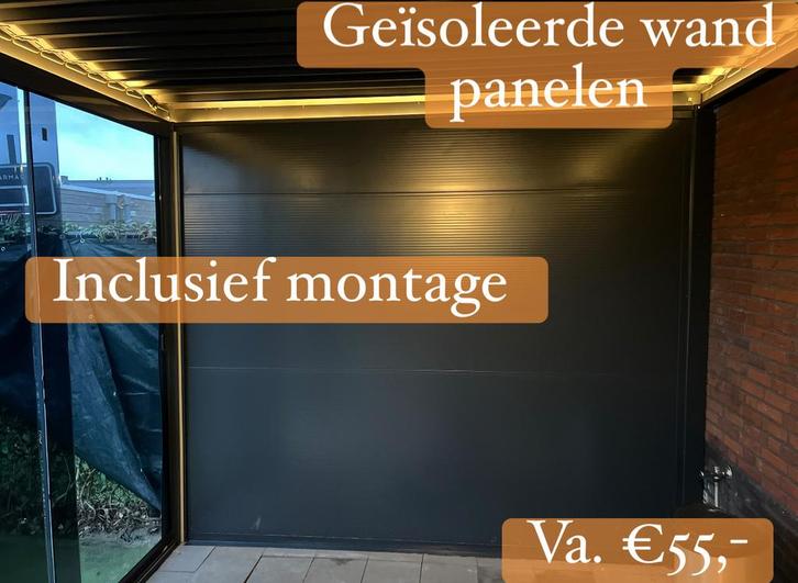 Veranda/overkapping zijwanden, glazen schuifdeuren, Tuin en Terras, Tuinschermen, Zo goed als nieuw, Hout, 150 tot 200 cm, 200 cm of meer