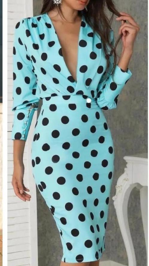 Feversave elegante luxe jurk aqua met zwarte noppen maat 40, Kleding | Dames, Jurken, Nieuw, Maat 38/40 (M), Overige kleuren, Onder de knie