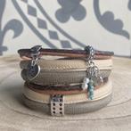 Idhuna Wikkelarmband dames bruin met bedels, Verzenden, Nieuw, Bruin, Overige materialen