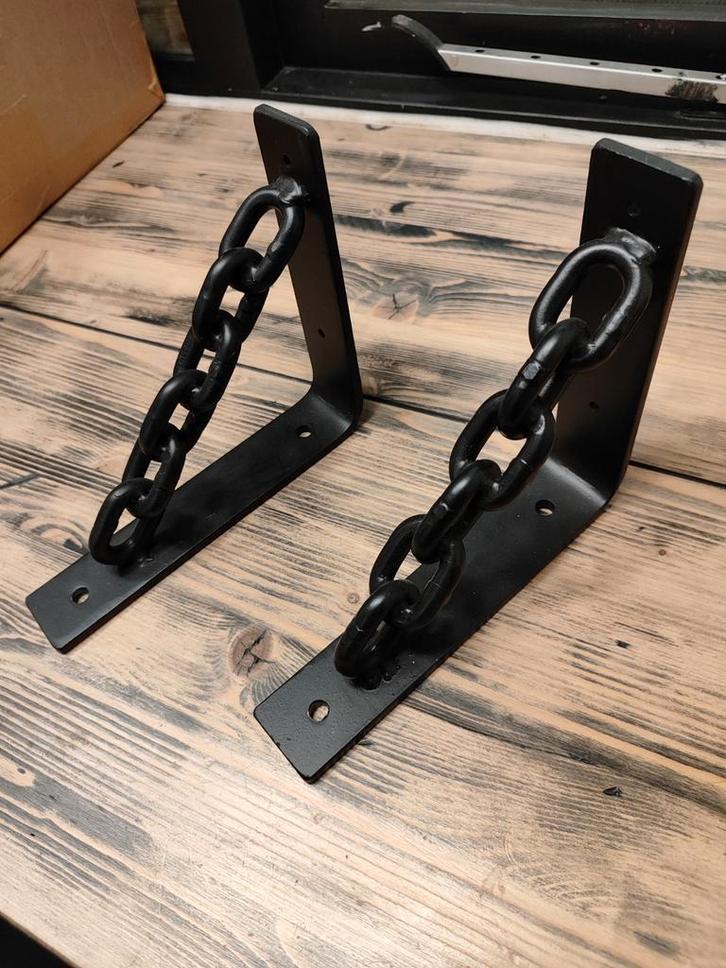 Industriële Stalen Plankdragers met Ketting, Doe-het-zelf en Verbouw, Hang- en Sluitwerk, Overige typen, Ophalen of Verzenden