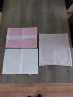 2 baby lakentjes en kussentje voor wieg ledikant meisje roze, Ophalen of Verzenden, Zo goed als nieuw, Ledikant